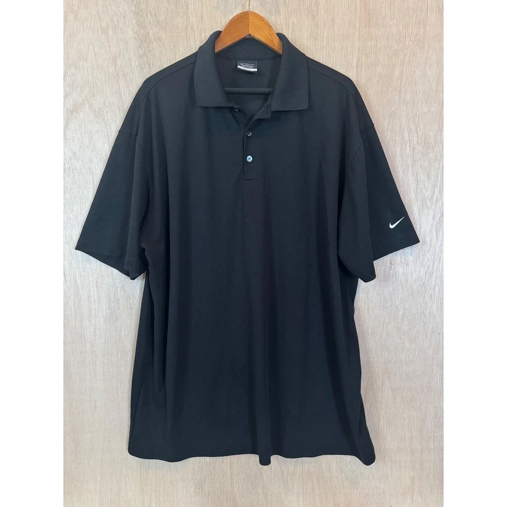 Nike Golf Dri-FIT Polo Shirt Mens XXL Black Short Sleeve Athletic Swoosh Logo